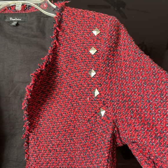 Monteau Red Blazer twist Jacket Size Medium - Picture 6 of 17